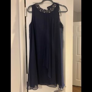 Navy dress with rhinestone collar